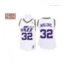 Mens Mitchell and Ness Utah Jazz 32 Karl Malone Swingman White Throwback NBA Jersey