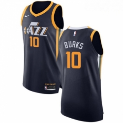 Mens Nike Utah Jazz 10 Alec Burks Authentic Navy Blue Road NBA Jersey Icon Edition