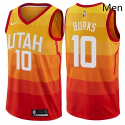 Mens Nike Utah Jazz 10 Alec Burks Authentic Orange NBA Jersey City Edition