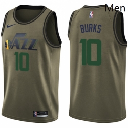 Mens Nike Utah Jazz 10 Alec Burks Swingman Green Salute to Service NBA Jersey