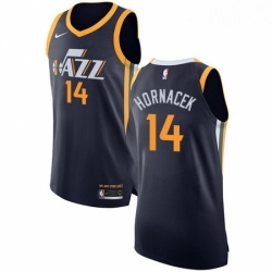 Mens Nike Utah Jazz 14 Jeff Hornacek Authentic Navy Blue Road NBA Jersey Icon Edition