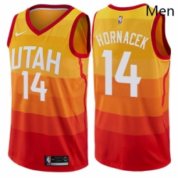 Mens Nike Utah Jazz 14 Jeff Hornacek Authentic Orange NBA Jersey City Edition
