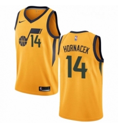 Mens Nike Utah Jazz 14 Jeff Hornacek Swingman Gold NBA Jersey Statement Edition
