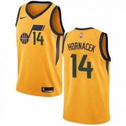 Mens Nike Utah Jazz 14 Jeff Hornacek Swingman Gold NBA Jersey Statement Edition