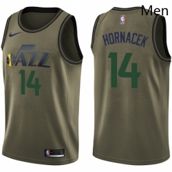 Mens Nike Utah Jazz 14 Jeff Hornacek Swingman Green Salute to Service NBA Jersey