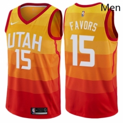 Mens Nike Utah Jazz 15 Derrick Favors Swingman Orange NBA Jersey City Edition