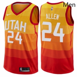 Mens Nike Utah Jazz 24 Grayson Allen Swingman Orange NBA Jersey City Edition 