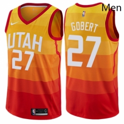 Mens Nike Utah Jazz 27 Rudy Gobert Authentic Orange NBA Jersey City Edition
