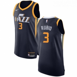 Mens Nike Utah Jazz 3 Ricky Rubio Authentic Navy Blue Road NBA Jersey Icon Edition 
