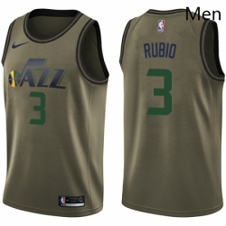 Mens Nike Utah Jazz 3 Ricky Rubio Swingman Green Salute to Service NBA Jersey 