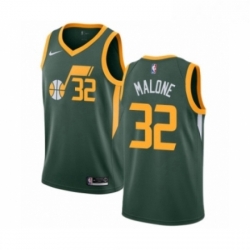 Mens Nike Utah Jazz 32 Karl Malone Green Swingman Jersey Earned Edition