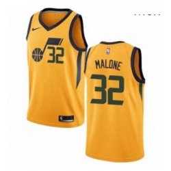 Mens Nike Utah Jazz 32 Karl Malone Swingman Gold NBA Jersey Statement Edition