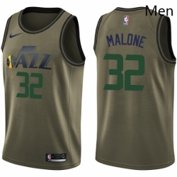 Mens Nike Utah Jazz 32 Karl Malone Swingman Green Salute to Service NBA Jersey