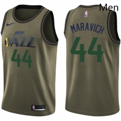 Mens Nike Utah Jazz 44 Pete Maravich Green Salute to Service NBA Swingman Jersey