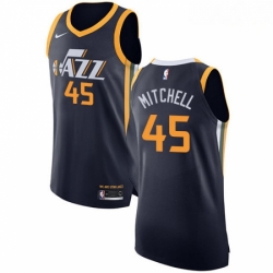 Mens Nike Utah Jazz 45 Donovan Mitchell Authentic Navy Blue Road NBA Jersey Icon Edition 