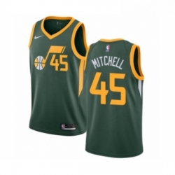 Mens Nike Utah Jazz 45 Donovan Mitchell Green Swingman Jersey Earned Edition 