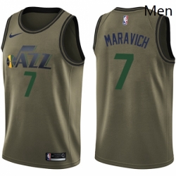 Mens Nike Utah Jazz 7 Pete Maravich Swingman Green Salute to Service NBA Jersey