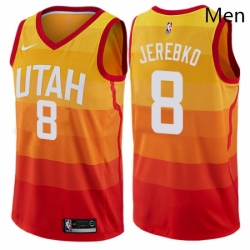 Mens Nike Utah Jazz 8 Jonas Jerebko Authentic Orange NBA Jersey City Edition 