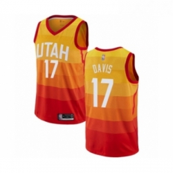 Mens Utah Jazz 17 Ed Davis Authentic Orange Basketball Jersey City Edition 