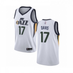 Mens Utah Jazz 17 Ed Davis Authentic White Basketball Jersey Association Edition 