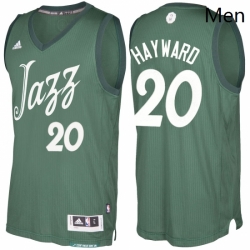 Mens Utah Jazz 20 Gordon Hayward adidas Green 2016 2017 Christmas Day NBA Swingman Jersey 