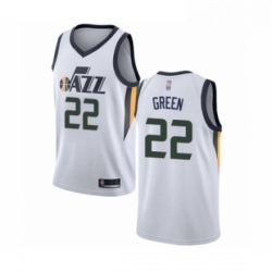 Mens Utah Jazz 22 Jeff Green Authentic White Basketball Jersey Association Edition 