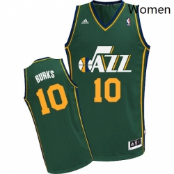 Womens Adidas Utah Jazz 10 Alec Burks Swingman Green Alternate NBA Jersey