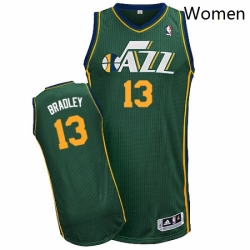 Womens Adidas Utah Jazz 13 Tony Bradley Authentic Green Alternate NBA Jersey 