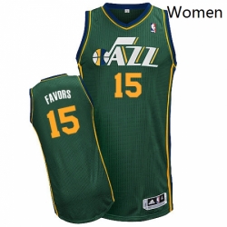 Womens Adidas Utah Jazz 15 Derrick Favors Authentic Green Alternate NBA Jersey