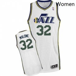 Womens Adidas Utah Jazz 32 Karl Malone Authentic White Home NBA Jersey