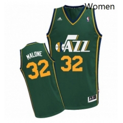 Womens Adidas Utah Jazz 32 Karl Malone Swingman Green Alternate NBA Jersey