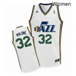 Womens Adidas Utah Jazz 32 Karl Malone Swingman White Home NBA Jersey