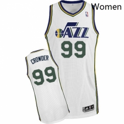 Womens Adidas Utah Jazz 99 Jae Crowder Authentic White Home NBA Jersey 