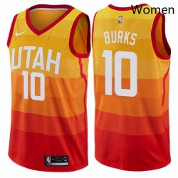 Womens Nike Utah Jazz 10 Alec Burks Swingman Orange NBA Jersey City Edition