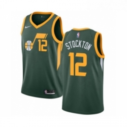 Womens Nike Utah Jazz 12 John Stockton Green Swingman Jersey Earned Edition
