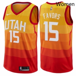 Womens Nike Utah Jazz 15 Derrick Favors Swingman Orange NBA Jersey City Edition