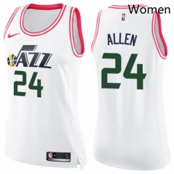 Womens Nike Utah Jazz 24 Grayson Allen Swingman White Pink Fashion NBA Jersey 