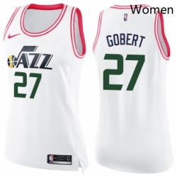 Womens Nike Utah Jazz 27 Rudy Gobert Swingman WhitePink Fashion NBA Jersey