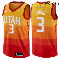 Womens Nike Utah Jazz 3 Ricky Rubio Swingman Orange NBA Jersey City Edition 