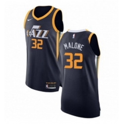 Womens Nike Utah Jazz 32 Karl Malone Authentic Navy Blue Road NBA Jersey Icon Edition