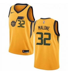 Womens Nike Utah Jazz 32 Karl Malone Swingman Gold NBA Jersey Statement Edition