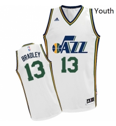 Youth Adidas Utah Jazz 13 Tony Bradley Swingman White Home NBA Jersey 