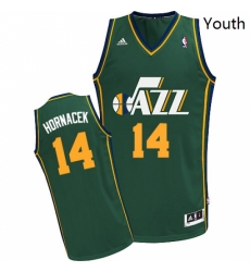 Youth Adidas Utah Jazz 14 Jeff Hornacek Swingman Green Alternate NBA Jersey