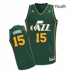 Youth Adidas Utah Jazz 15 Derrick Favors Swingman Green Alternate NBA Jersey