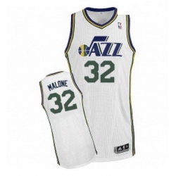 Youth Adidas Utah Jazz 32 Karl Malone Authentic White Home NBA Jersey