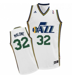 Youth Adidas Utah Jazz 32 Karl Malone Swingman White Home NBA Jersey