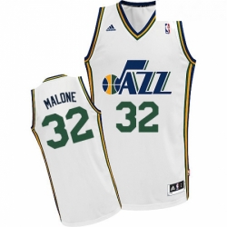Youth Adidas Utah Jazz 32 Karl Malone Swingman White Home NBA Jersey