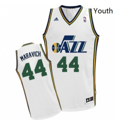 Youth Adidas Utah Jazz 44 Pete Maravich Swingman White Home NBA Jersey
