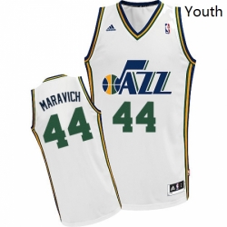 Youth Adidas Utah Jazz 44 Pete Maravich Swingman White Home NBA Jersey