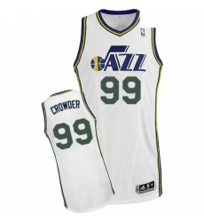 Youth Adidas Utah Jazz 99 Jae Crowder Authentic White Home NBA Jersey 